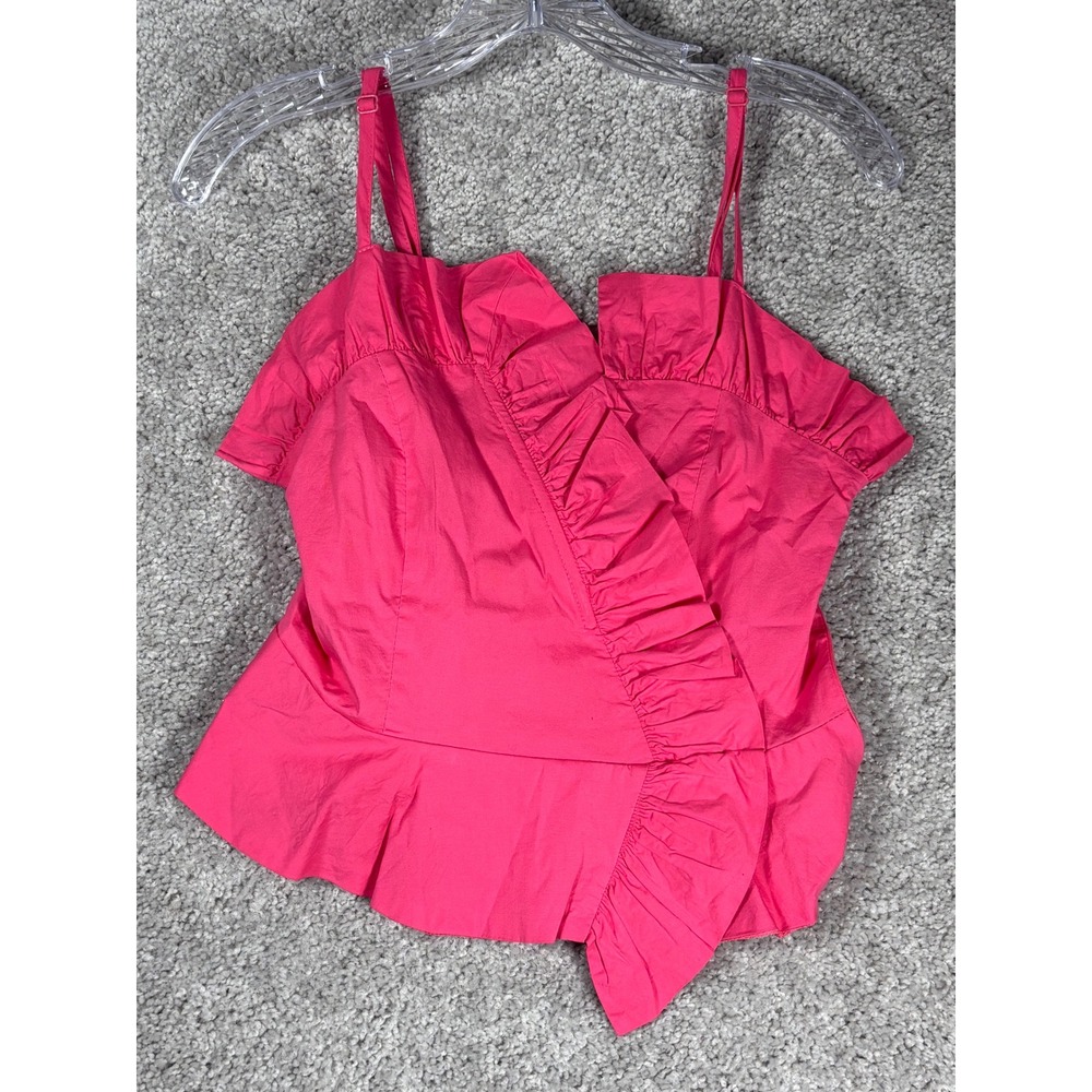 Y&i Pink Ruffle Cami‎ Top Smocked Back Peplum Style Women's Medium